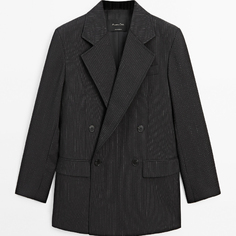 Пиджак Massimo Dutti Double Breasted Striped Suit, черный
