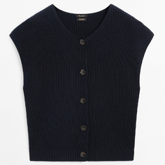 Жилет Massimo Dutti Knitted Crew Neck, темно-синий