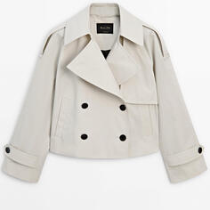Куртка Massimo Dutti Short 100% Cotton With Lapel, светло-серый