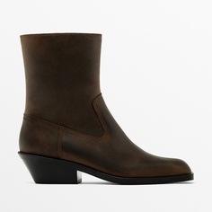 Полусапоги Massimo Dutti Heeled Square-toe Ankle, коричневый