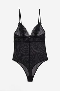 Боди H&amp;M Mesh Thong, черный H&M