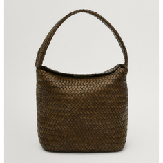 Сумка Massimo Dutti Woven Nappa Leather Bucket, хаки