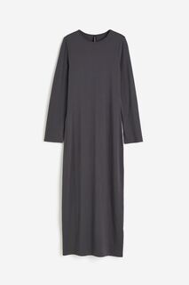 Платье H&amp;M Rib-knit Cross-back Sleeveless, темно-серый H&M