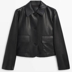 Куртка Massimo Dutti Nappa Leather With Pockets, черный