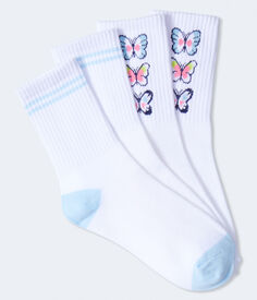 Комплект носков с бабочками и полосками, 2 шт. Aeropostale, белый