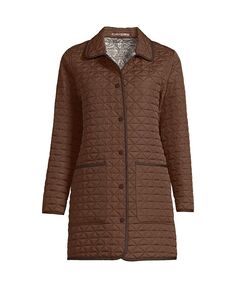 Женское утепленное двустороннее пальто для миниатюрных размеров Lands&apos; End, коричневый