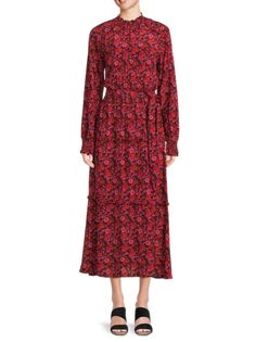 Многоярусное платье макси Rebecca с цветочным принтом Derek Lam 10 Crosby, цвет Red Multi