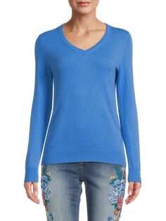 Кашемировый свитер с V-образным вырезом Amicale, цвет Sky Blue