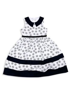 Платье трапециевидной формы с цветочным принтом для маленьких девочек и маленьких девочек Joe-Ella, белый