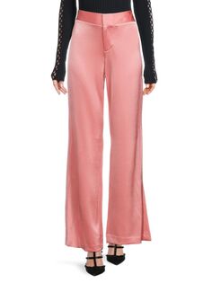 Атласные брюки с широкими разрезами JC Alice + Olivia, цвет Rose