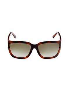 Квадратные солнцезащитные очки 59MM Ferragamo, цвет Tortoise