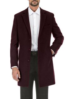 Однобортное полушерстяное пальто English Laundry, цвет Burgundy