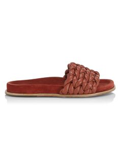 плетеные кожаные шлепанцы Kacey Chloé, цвет Terracotta Red Chloe