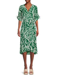 Платье с запахом и ботаническим узором Ba&amp;Sh, цвет Vert Ba&Sh