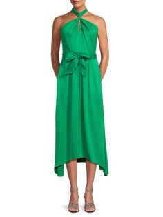 Асимметричное платье миди с лямкой Evvie Reiss, зеленый