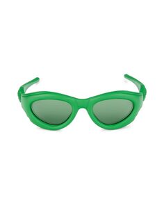 Овальные солнцезащитные очки 51MM Bottega Veneta, зеленый