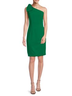 Платье-футляр на одно плечо Marina, зеленый
