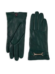 Кожаные короткие перчатки с пряжкой с логотипом Bruno Magli, зеленый