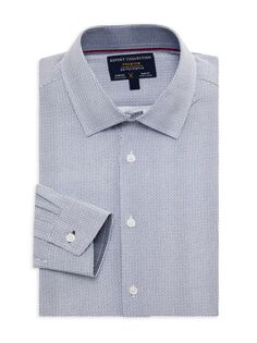 Классическая рубашка из шелкового кроя с геометрическим принтом Report Collection, цвет White Multi