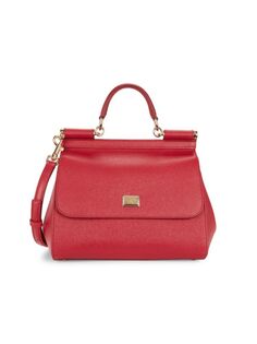 Средняя кожаная сумка-портфель Sicily Dauphine Dolce &amp; Gabbana, красный