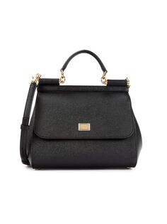 Кожаная сумка Dauphine среднего размера с ручкой сверху Dolce &amp; Gabbana, черный