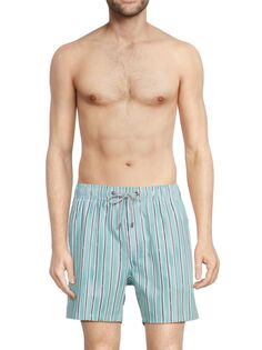 Полосатые шорты для плавания из жатого хлопка Vintage Summer, мята