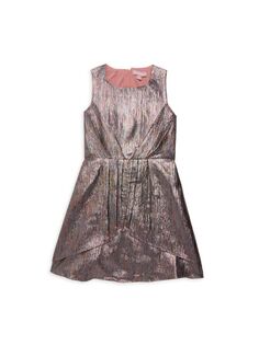 Плиссированное платье трапециевидного силуэта цвета металлик для маленькой девочки Bcbgirls, фиолетовый