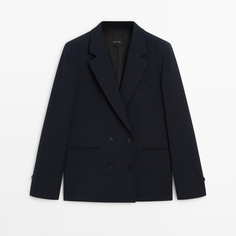 Пиджак Massimo Dutti Buttoned With Pockets, темно-синий