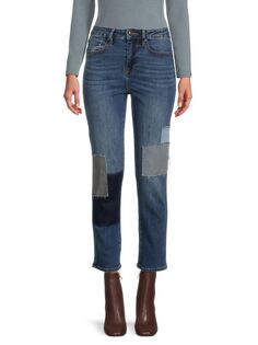 Узкие прямые джинсы Frankie в стиле пэчворк Vigoss, цвет Medium Wash