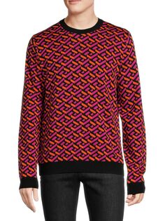 Трикотажный свитер La Greca с монограммой Versace, цвет Magenta