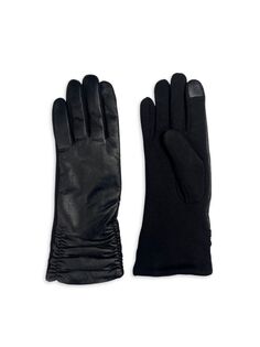 Кожаные перчатки со сборками для сенсорного экрана Marcus Adler, черный