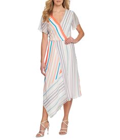 Платье DKNY, Printed Short Sleeve Front Wrap Dress