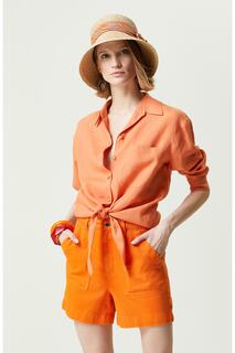 Льняная рубашка Burnt Orange Network, оранжевый