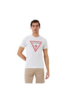 Мужская приталенная футболка с оригинальным логотипом Guess, белый