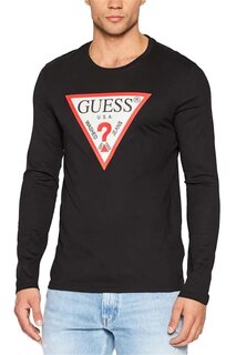 Мужская футболка приталенного кроя с оригинальным логотипом Guess, черный