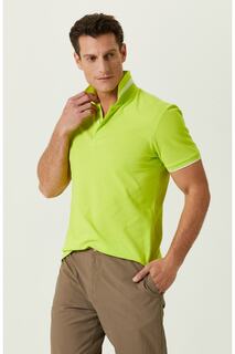 Неоново-зеленая хлопковая футболка с воротником-поло Network, черный