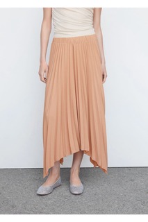 Асимметричная юбка плиссе Mango, коричневый