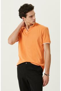 Оранжевая хлопковая футболка с воротником поло Network, оранжевый