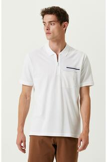 Белая хлопковая футболка с воротником-поло Network, белый