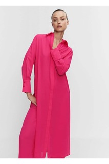 Платье с рубашечным воротником Mango, розовый