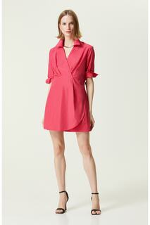 Платье с длинным рукавом и воротником-рубашкой цвета фуксии Network, розовый