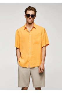 Рубашка обычного кроя с коротким рукавом Mango, оранжевый