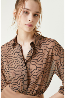 Рубашка светло-коричневого цвета со смешанным узором Network, коричневый