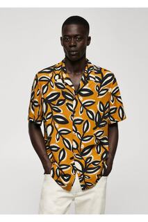 Свободная рубашка с узором в виде листьев Mango, желтый