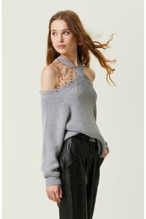 Серый меланжевый шерстяной свитер Network, серый