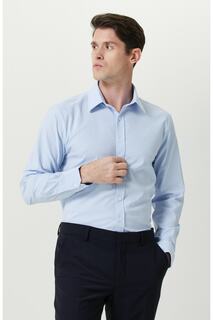 Голубая классическая рубашка с длинным рукавом с воротником Network, темно-синий