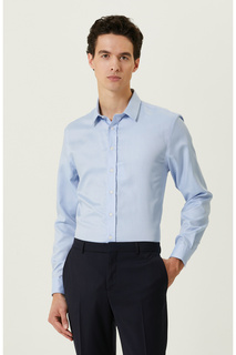Синяя рубашка с узором «елочка» без железа Network, синий