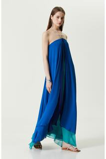 Длинное вечернее платье Saks синего шифонового цвета Network, темно-синий