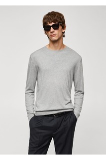 Тонкий свитер из модала и шелковой ткани Mango, серый