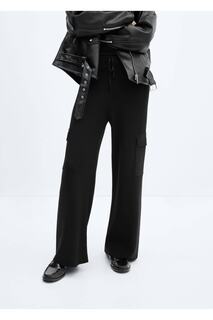 Трикотажные брюки с карманами-карго Mango, черный